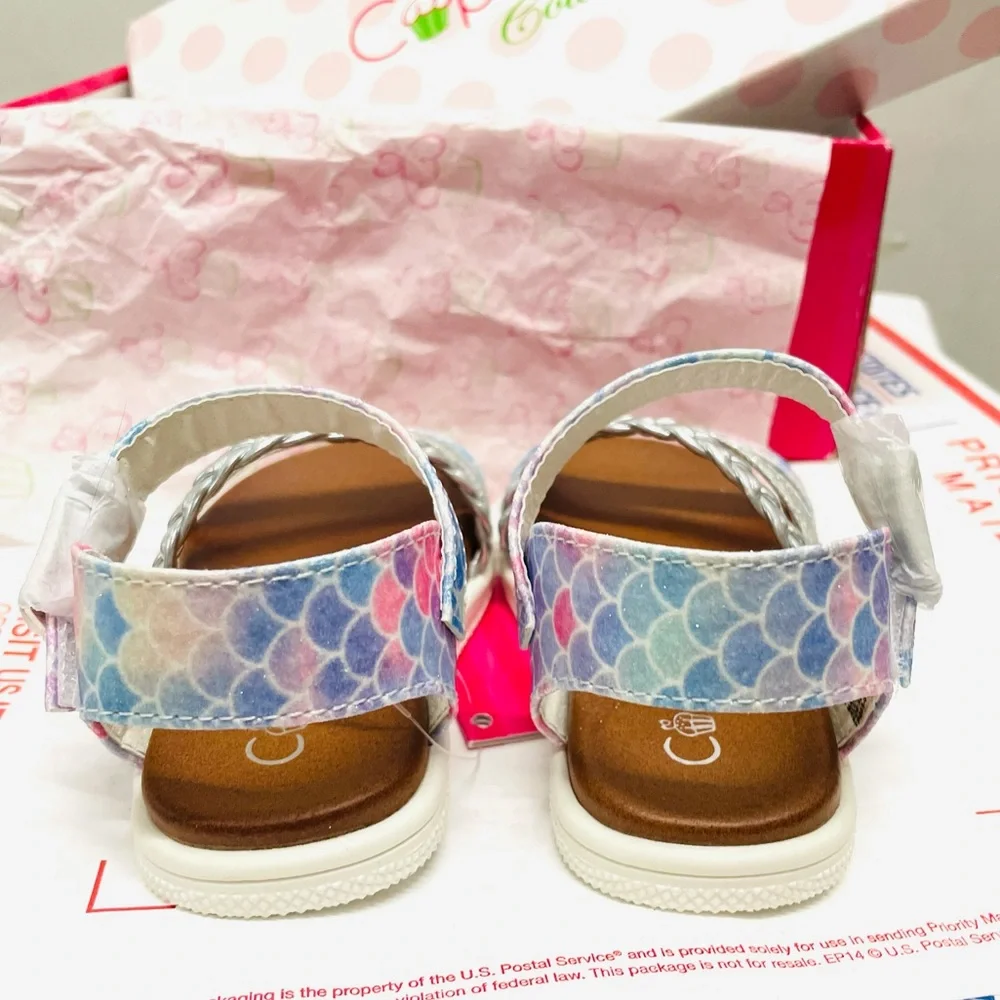 New Cupcake Couture Baby Girl Sandals Shoes Size 5M Glitter Multi
